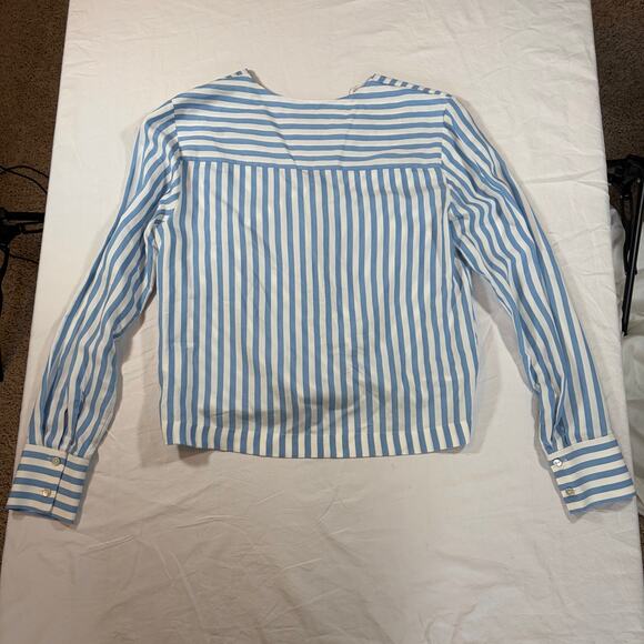 & other stories women’s blue white stripe twist front blouse Size 2. Long sleeve - Picture 7 of 9